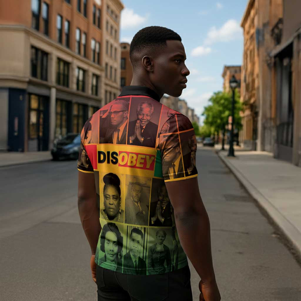 Disobey Black History Tribute Zipper Polo Shirt Honoring the Civil Rights Legacy