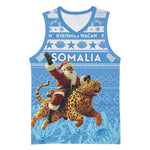 Personalized Afro Somalia Christmas Basketball Jersey Black Santa Riding Leopard - African Pattern LT15