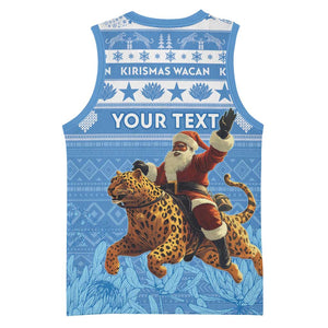 Personalized Afro Somalia Christmas Basketball Jersey Black Santa Riding Leopard - African Pattern LT15