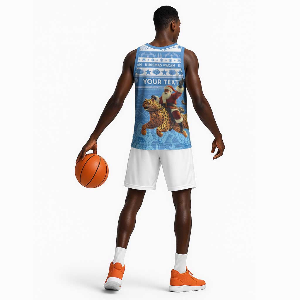 Personalized Afro Somalia Christmas Basketball Jersey Black Santa Riding Leopard - African Pattern LT15
