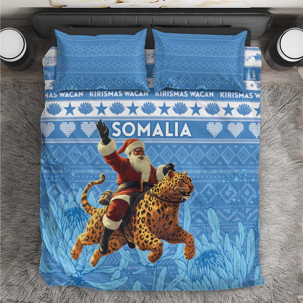 Afro Somalia Christmas Bedding Set Black Santa Riding Leopard - African Pattern