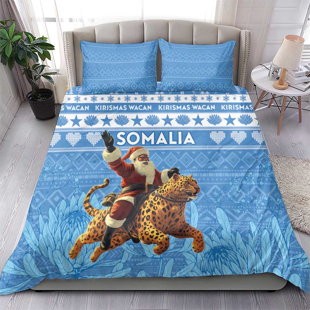 Afro Somalia Christmas Bedding Set Black Santa Riding Leopard - African Pattern
