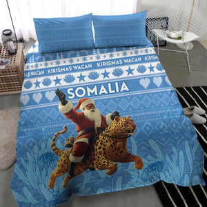 Afro Somalia Christmas Bedding Set Black Santa Riding Leopard - African Pattern