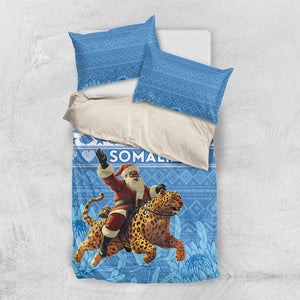 Afro Somalia Christmas Bedding Set Black Santa Riding Leopard - African Pattern