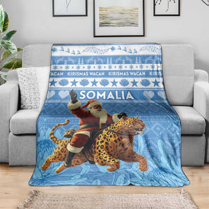 Afro Somalia Christmas Blanket Black Santa Riding Leopard - African Pattern