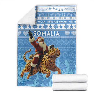 Afro Somalia Christmas Blanket Black Santa Riding Leopard - African Pattern