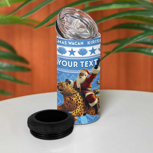 Personalized Afro Somalia Christmas 4 in 1 Can Cooler Tumbler Black Santa Riding Leopard - African Pattern