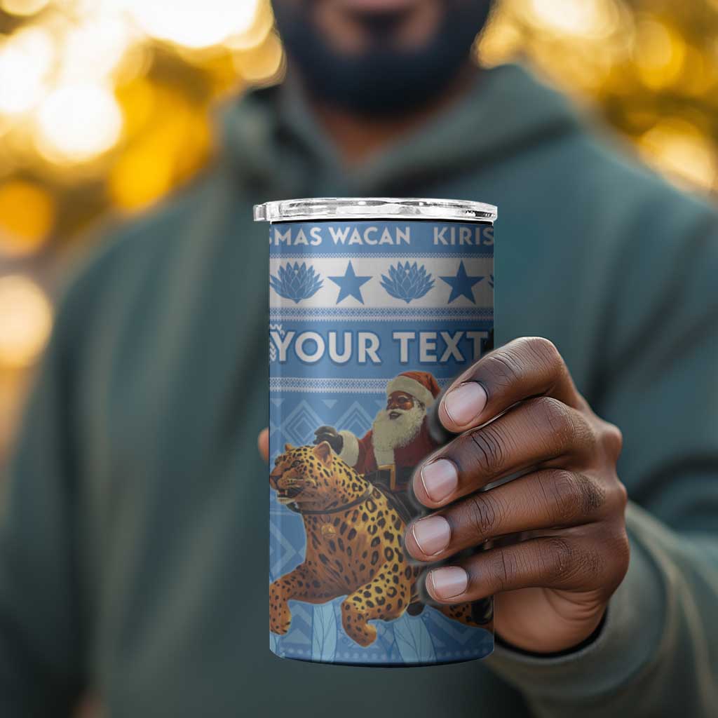 Personalized Afro Somalia Christmas 4 in 1 Can Cooler Tumbler Black Santa Riding Leopard - African Pattern