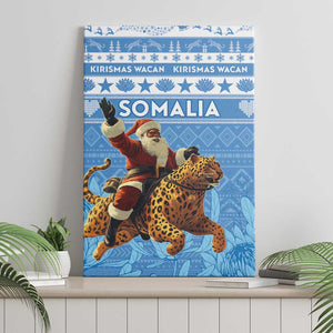 Afro Somalia Christmas Canvas Wall Art Black Santa Riding Leopard - African Pattern