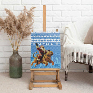 Afro Somalia Christmas Canvas Wall Art Black Santa Riding Leopard - African Pattern