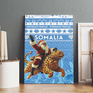 Afro Somalia Christmas Canvas Wall Art Black Santa Riding Leopard - African Pattern