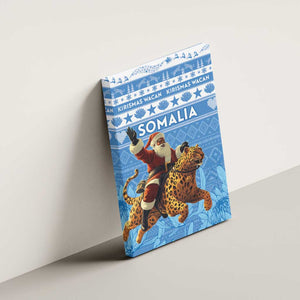 Afro Somalia Christmas Canvas Wall Art Black Santa Riding Leopard - African Pattern