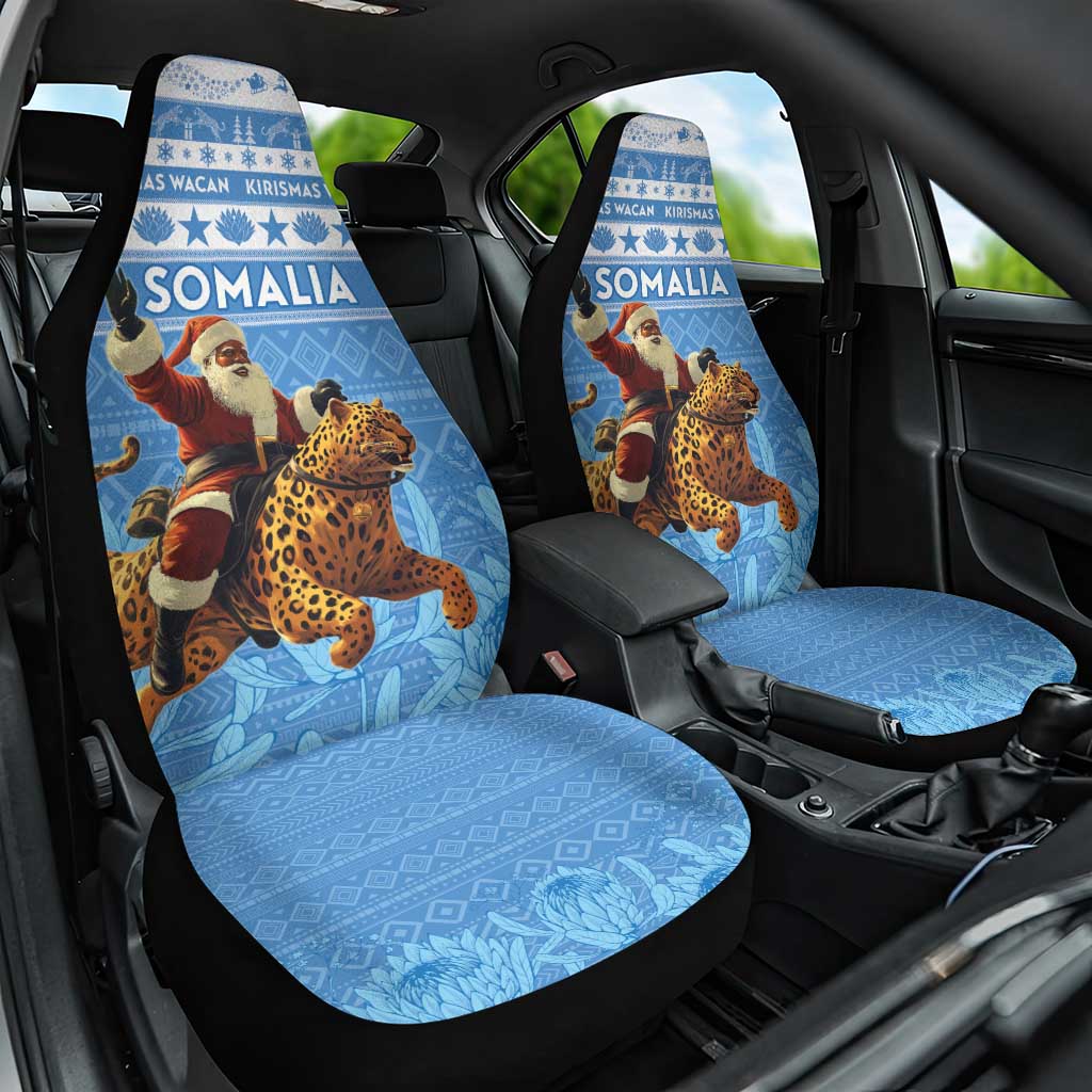 Afro Somalia Christmas Car Seat Cover Black Santa Riding Leopard - African Pattern