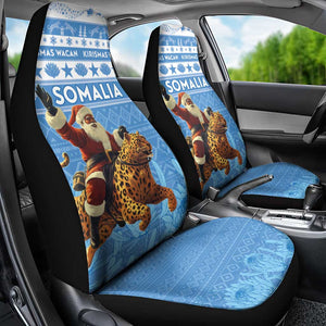 Afro Somalia Christmas Car Seat Cover Black Santa Riding Leopard - African Pattern