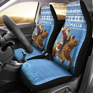 Afro Somalia Christmas Car Seat Cover Black Santa Riding Leopard - African Pattern