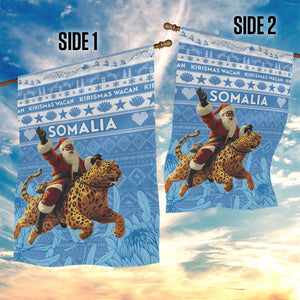 Afro Somalia Christmas Garden Flag Black Santa Riding Leopard - African Pattern