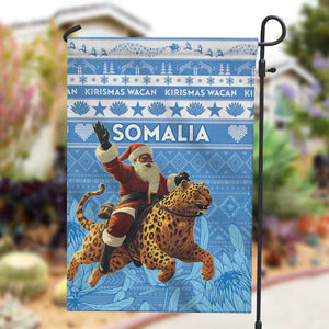 Afro Somalia Christmas Garden Flag Black Santa Riding Leopard - African Pattern