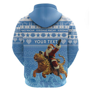 Personalized Afro Somalia Christmas Hoodie Black Santa Riding Leopard - African Pattern