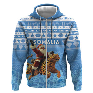 Personalized Afro Somalia Christmas Hoodie Black Santa Riding Leopard - African Pattern