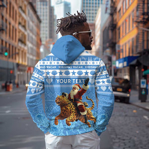 Personalized Afro Somalia Christmas Hoodie Black Santa Riding Leopard - African Pattern