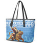 Afro Somalia Christmas Leather Tote Bag Black Santa Riding Leopard - African Pattern