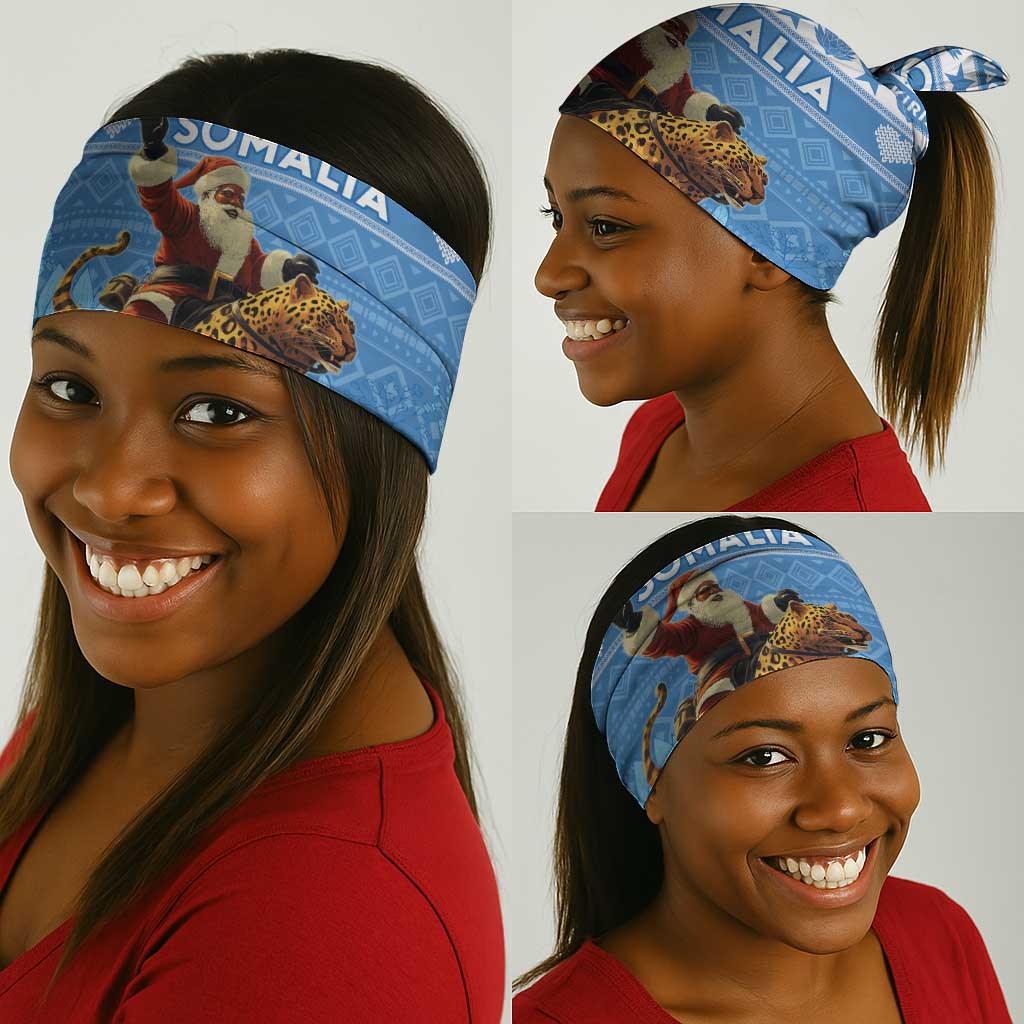 Afro Somalia Christmas Neck Gaiter Black Santa Riding Leopard - African Pattern LT15