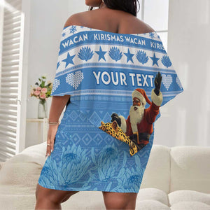 Personalized Afro Somalia Christmas Off Shoulder Short Dress Black Santa Riding Leopard - African Pattern