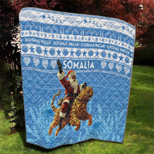 Afro Somalia Christmas Quilt Black Santa Riding Leopard - African Pattern