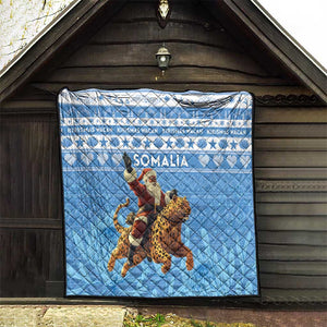 Afro Somalia Christmas Quilt Black Santa Riding Leopard - African Pattern