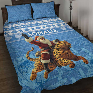 Afro Somalia Christmas Quilt Bed Set Black Santa Riding Leopard - African Pattern