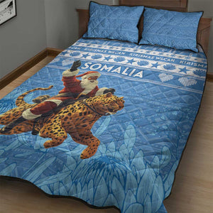 Afro Somalia Christmas Quilt Bed Set Black Santa Riding Leopard - African Pattern