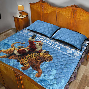 Afro Somalia Christmas Quilt Bed Set Black Santa Riding Leopard - African Pattern