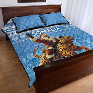 Afro Somalia Christmas Quilt Bed Set Black Santa Riding Leopard - African Pattern