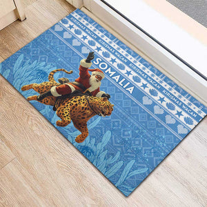 Afro Somalia Christmas Rubber Doormat Black Santa Riding Leopard - African Pattern