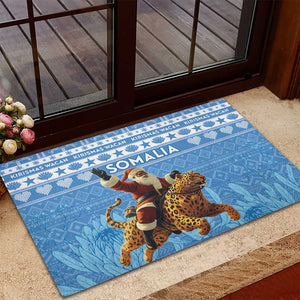 Afro Somalia Christmas Rubber Doormat Black Santa Riding Leopard - African Pattern