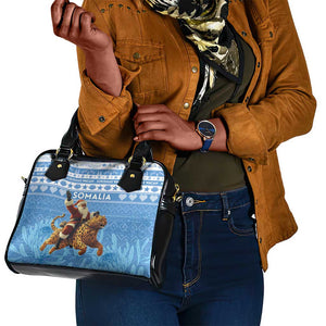 Afro Somalia Christmas Shoulder Handbag Black Santa Riding Leopard - African Pattern