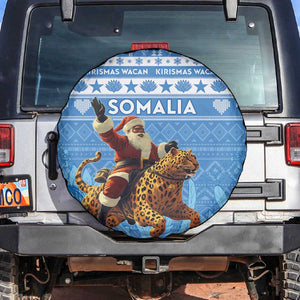 Afro Somalia Christmas Spare Tire Cover Black Santa Riding Leopard - African Pattern