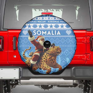 Afro Somalia Christmas Spare Tire Cover Black Santa Riding Leopard - African Pattern