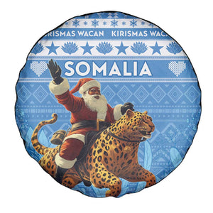 Afro Somalia Christmas Spare Tire Cover Black Santa Riding Leopard - African Pattern