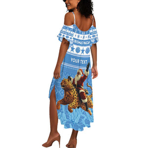 Personalized Afro Somalia Christmas Summer Maxi Dress Black Santa Riding Leopard - African Pattern