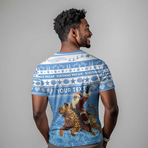 Personalized Afro Somalia Christmas T shirt Black Santa Riding Leopard - African Pattern