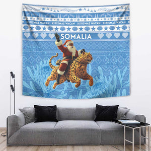 Afro Somalia Christmas Tapestry Black Santa Riding Leopard - African Pattern