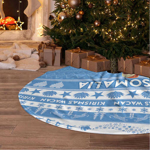 Personalized Afro Somalia Christmas Tree Skirt Black Santa Riding Leopard African Pattern