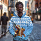 Personalized Afro Somalia Christmas Zip Hoodie Black Santa Riding Leopard - African Pattern