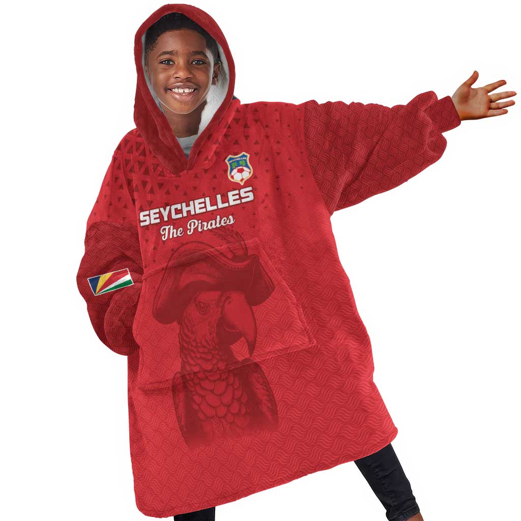 Custom Afro Seychelles Football Kid Wearable Blanket Hoodie Pirate Parrot