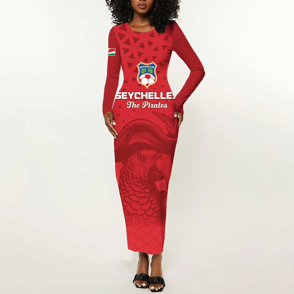 Custom Afro Seychelles Football Long Sleeve Bodycon Dress Pirate Parrot