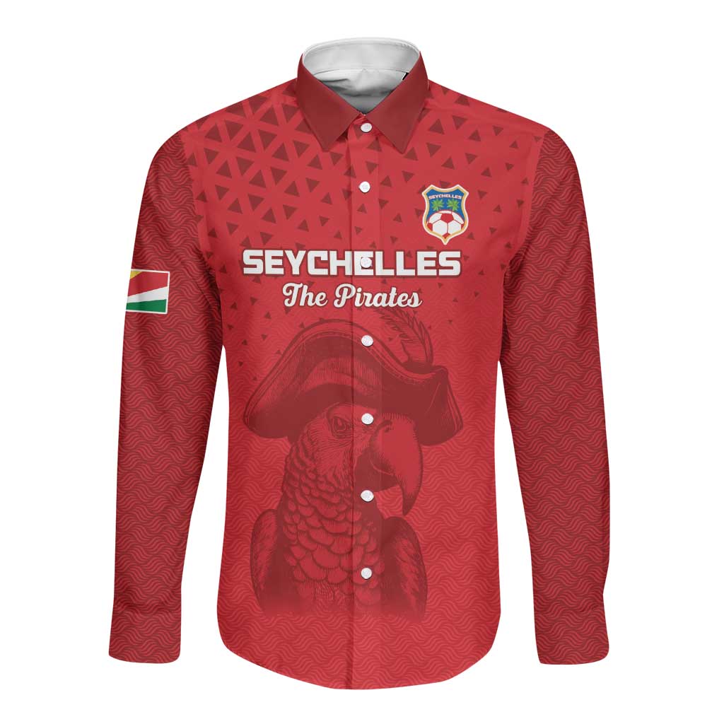 Custom Afro Seychelles Football Long Sleeve Button Shirt Pirate Parrot