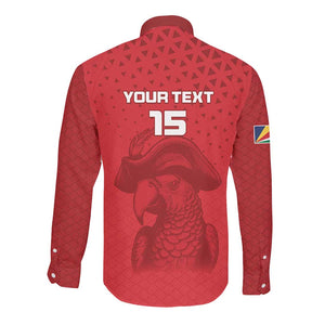 Custom Afro Seychelles Football Long Sleeve Button Shirt Pirate Parrot