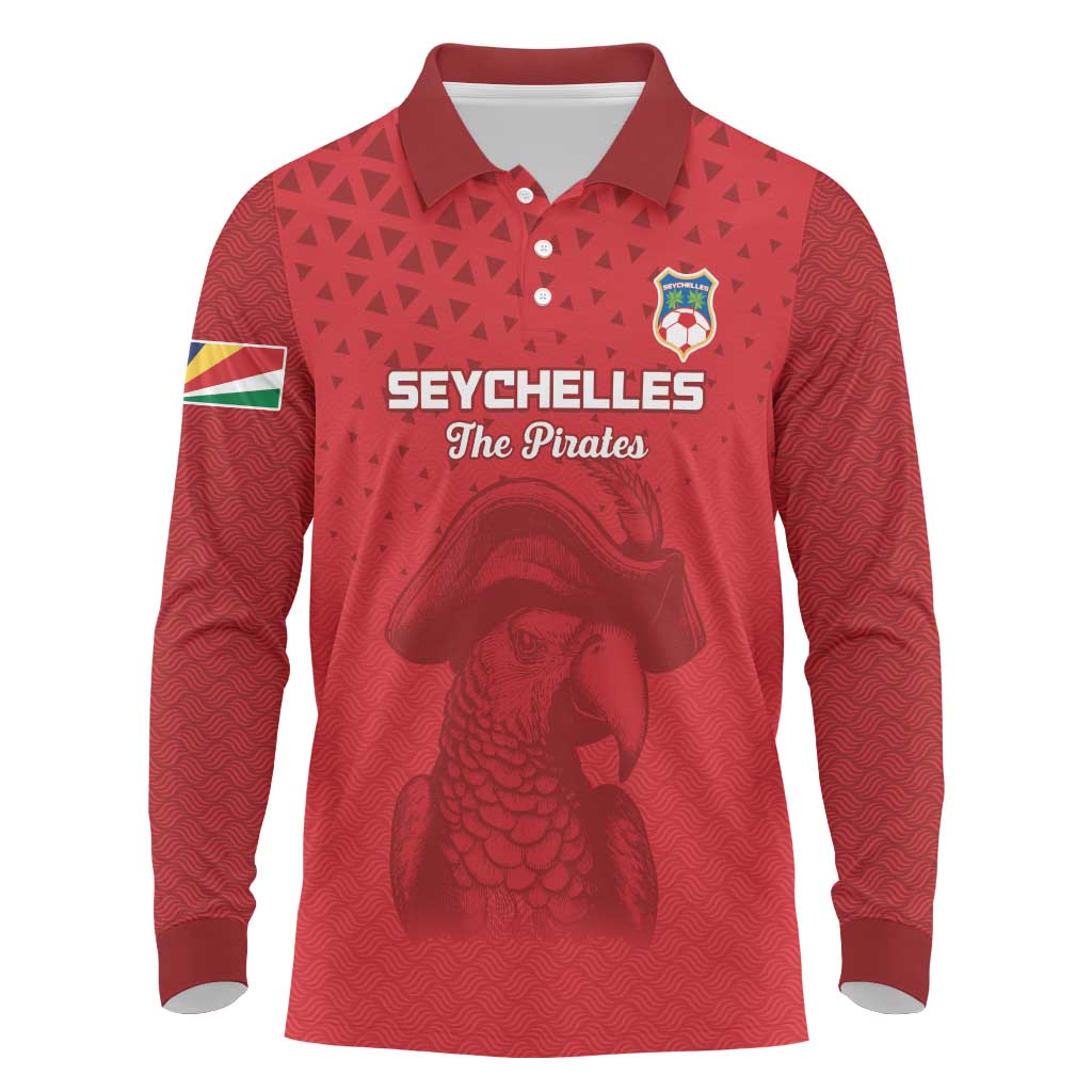 Custom Afro Seychelles Football Long Sleeve Polo Shirt Pirate Parrot