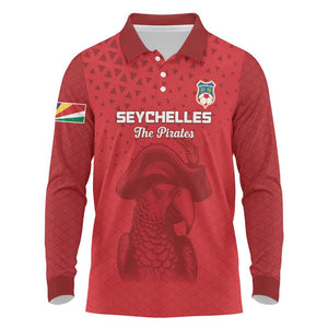 Custom Afro Seychelles Football Long Sleeve Polo Shirt Pirate Parrot